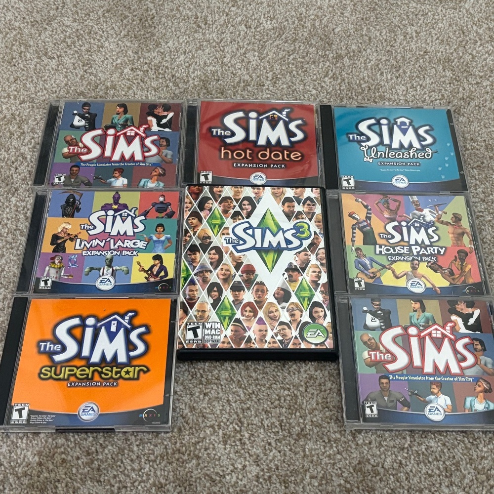The Sims Game, 5 Expansion packs, and the Sims 3
